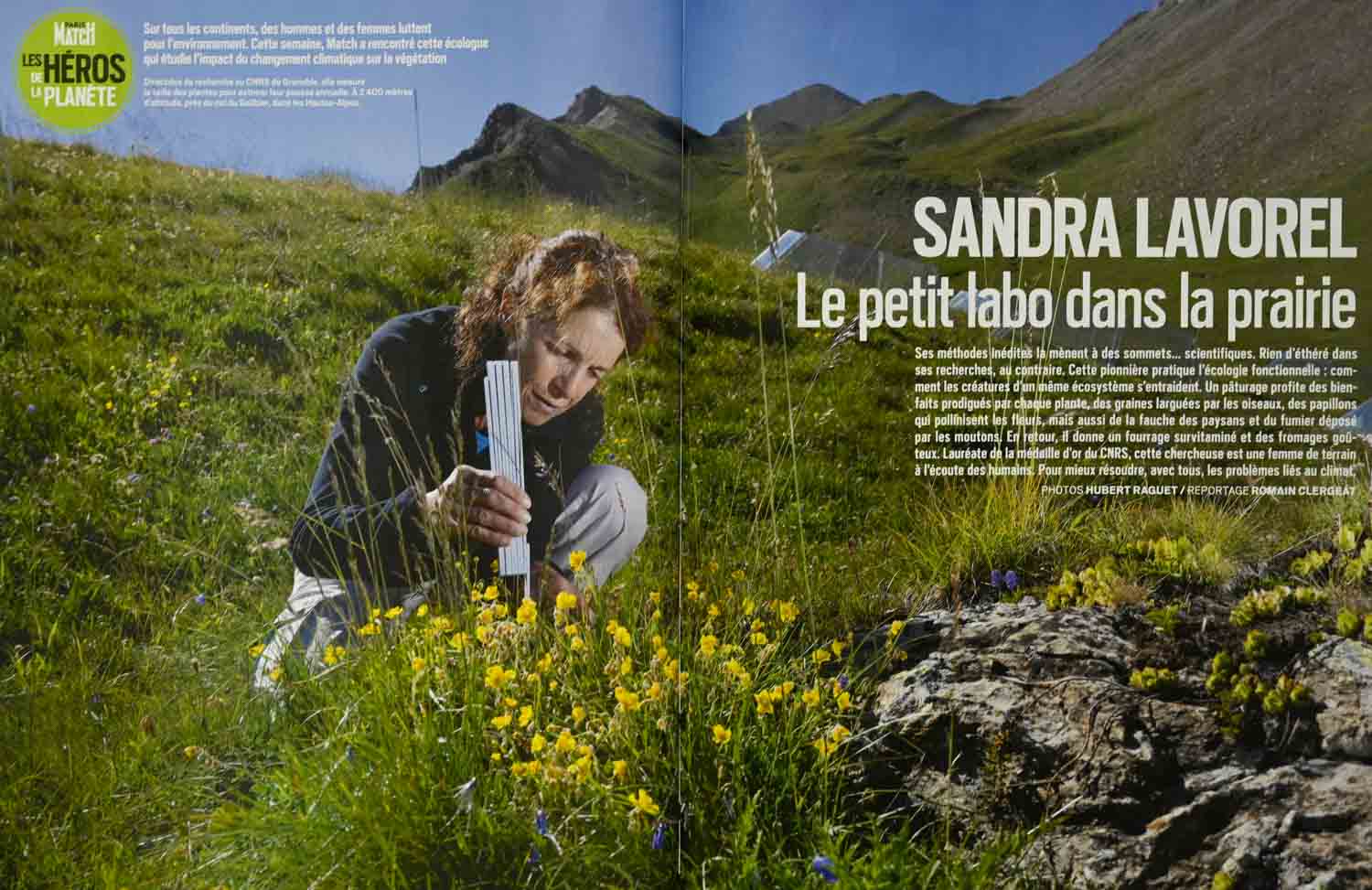 Parutions dans Paris Match du reportage photographique sur Sandra Lavorel, Ecologue, médaillée d'or du CNRS